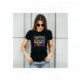 KOSZULKA DAMSKA Z NAPISAMI ST035-5 ROZMIAR M CZARNY