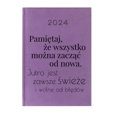 Kalendarz Książkowy Planer 2024 Fioletowy Cytaty PIY213