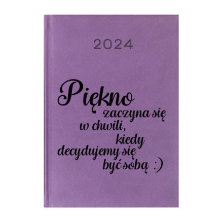Kalendarz Książkowy Planer 2024 Fioletowy Cytaty PIY215
