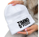 Ciepła Czapka Zimowa ZIMNO W PIZDU Biała FAM601