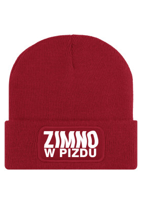 Ciepła Czapka Zimowa ZIMNO W PIZDU Czerwona FAM701