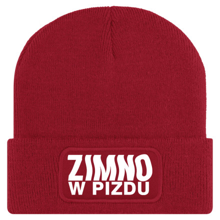 Ciepła Czapka Zimowa ZIMNO W PIZDU Czerwona FAM701