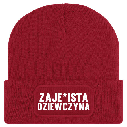 Ciepła Czapka Zimowa ZAJE*ISTA DZIEWCZYNA Czerwona FAL509