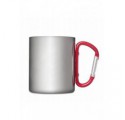 KUBEK METALOWY 200ML Z KLAMRĄ CZERWONY